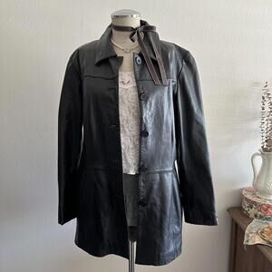 Black leather blazer jacket